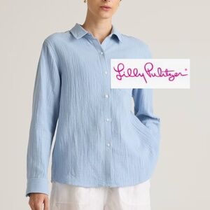 Lilly Pulitzer Ocean Blue cotton gauze shirt, XS, G1079